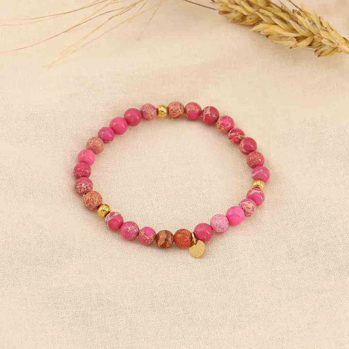 Lilas de Seine - Wholesale Beaded Bracelet - Elastic bracelet with marble beads 6mm 0223015
