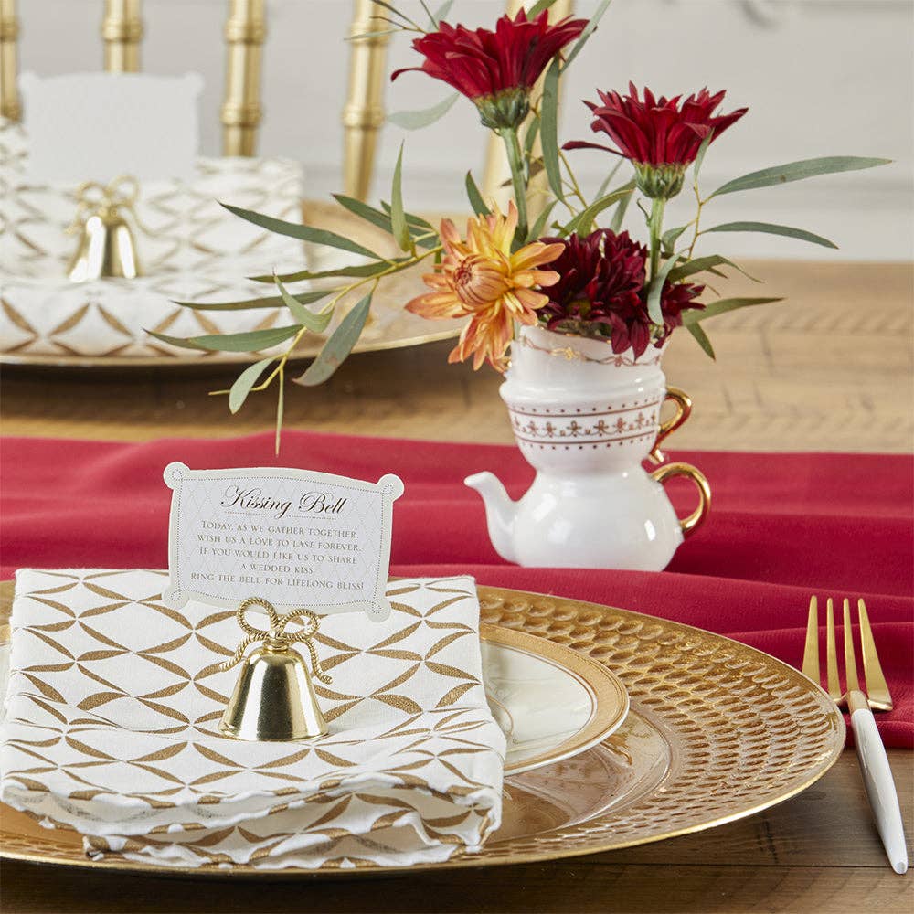 Kate Aspen - Wholesale Place Card / Place Holder - Gold Kissing Bells Place Card/Photo Holder (Set of 24)6