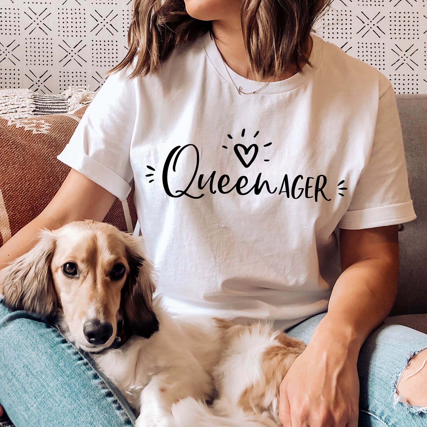Zoe Creative Co - Wholesale Screen Printed T-Shirt - Women's - Queenager T-Shirt Senior Woman Young Grandmother Tee Shirt0