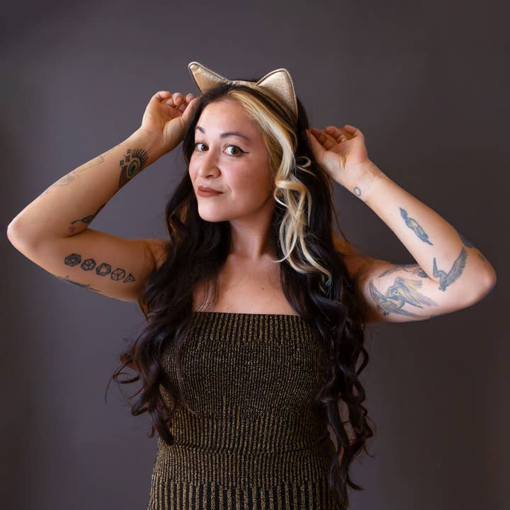 Oreilles de chat de luxe | Paillettes dorées | Halloween pour la vente par Sunshine Studios