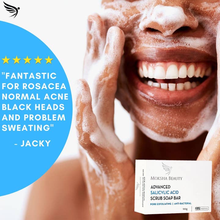 Moksha Beauty - Wholesale Gezichtsreiniger - Salicylzuur gezichtszeep, acnezeep, scrub, 100 g x 135 stuks5