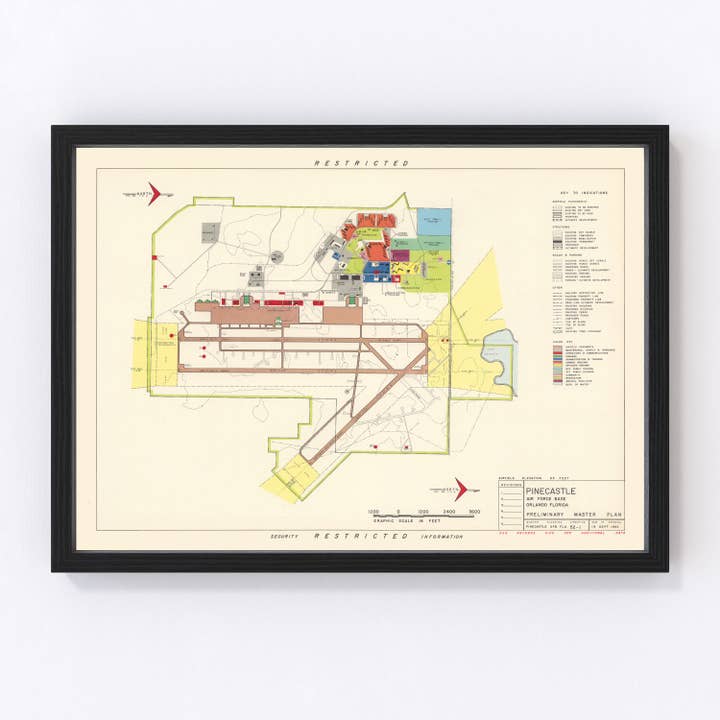 Vintage Map of Pinecastle Air Force Base, 1952 for wholesale by Ted's Vintage Art