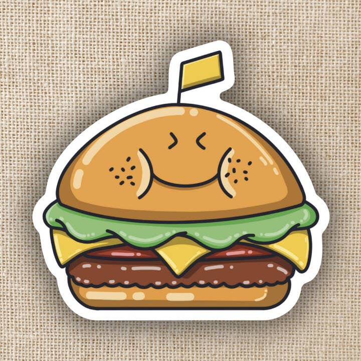 Autocollant Happy Cheeseburger pour la vente par Kingdom of Threads