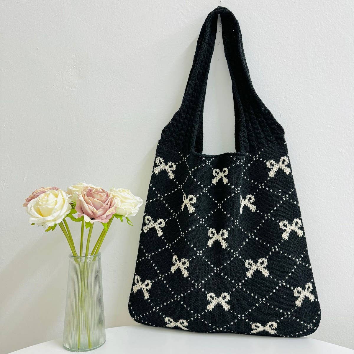 NINEXIS - Wholesale Tote Bag - Women's - CWAB4567_BOW KNIT LARGE CAPACITY TOTE BAG3