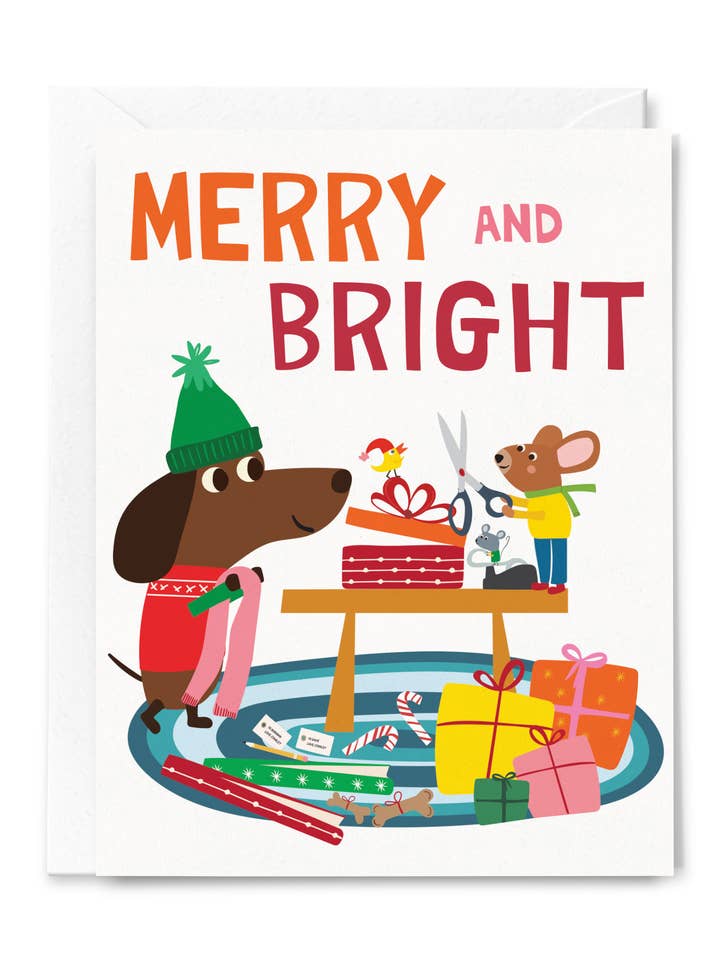 Merry and Bright – Tarjeta Navideña de Stanley y Amigos para venta al por mayor de Happy Just Happy