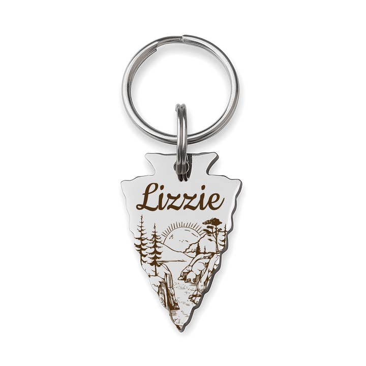 Mountain Sunrise Custom Arrowhead Stainless Steel Pet ID Tag for wholesale by Anavia