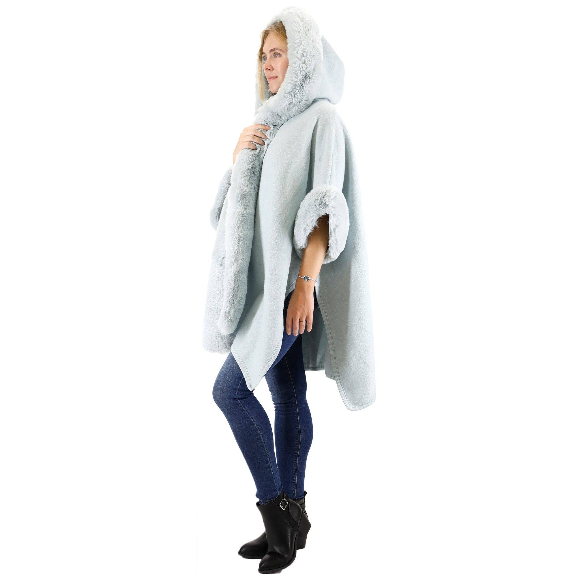 TAPA fashion - Wholesale Fur/Faux Fur Coat - Women's - Fur Hoodie Shawl P183 (3PC)29