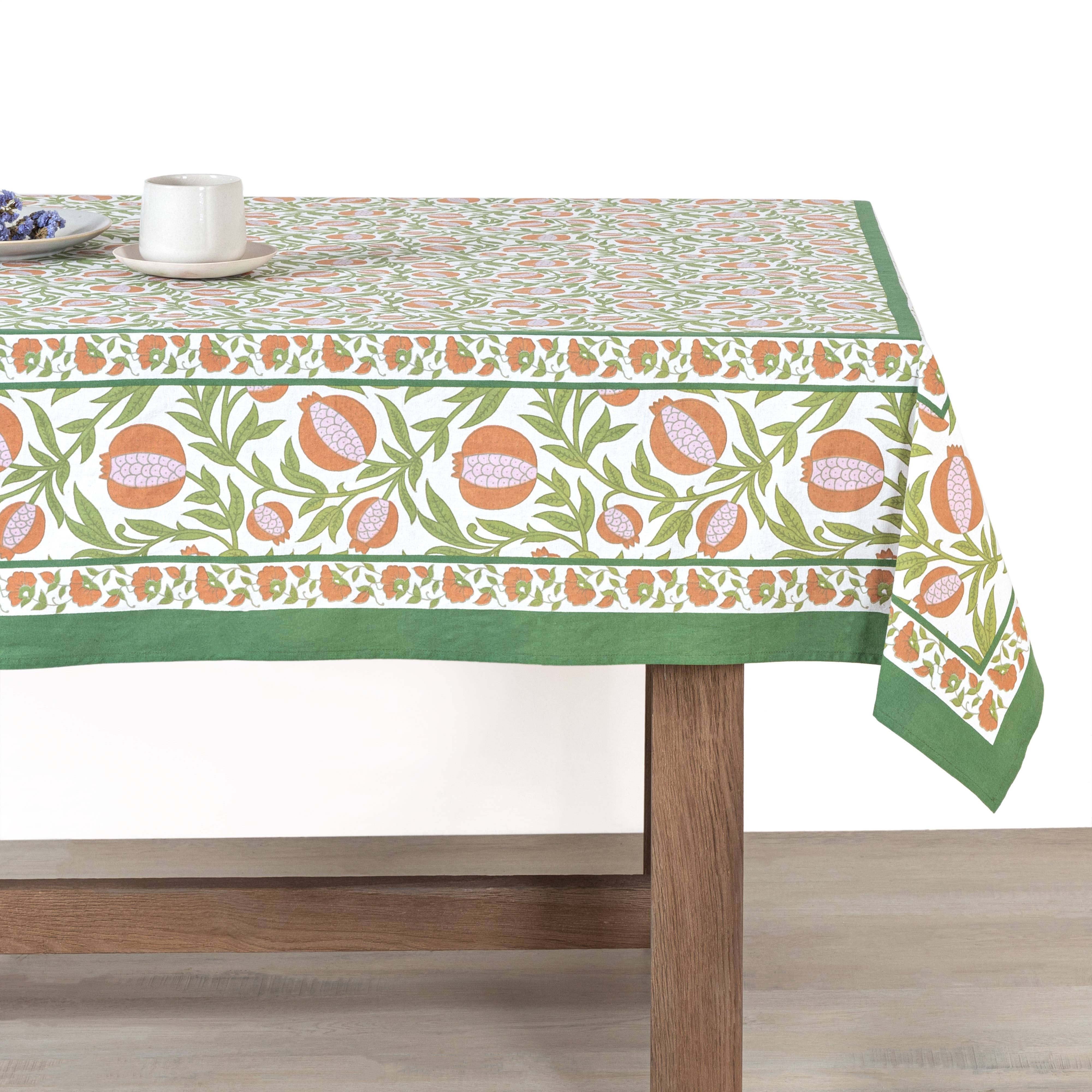 Couleur Nature - Wholesale Tablecloth - Grenadine Orange & Green Tablecloth7