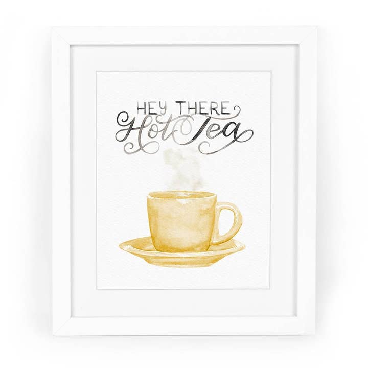 Hey There Hot Tea Watercolor Fine Art Giclee Print for wholesale by CharmCat