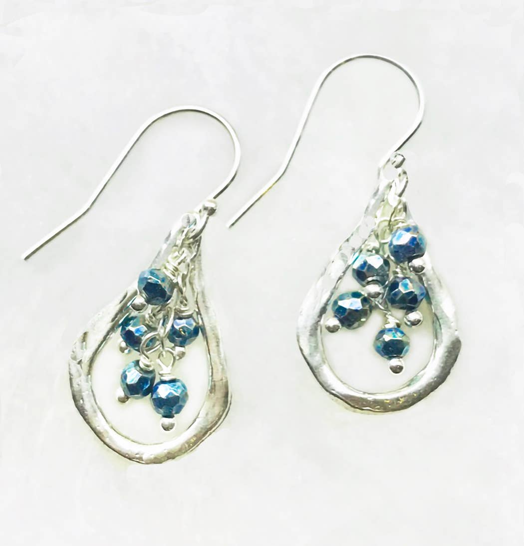 REMOVED BRAND - Wholesale Hoop Earrings - Teal Pyrite Silver Mini Hoop0