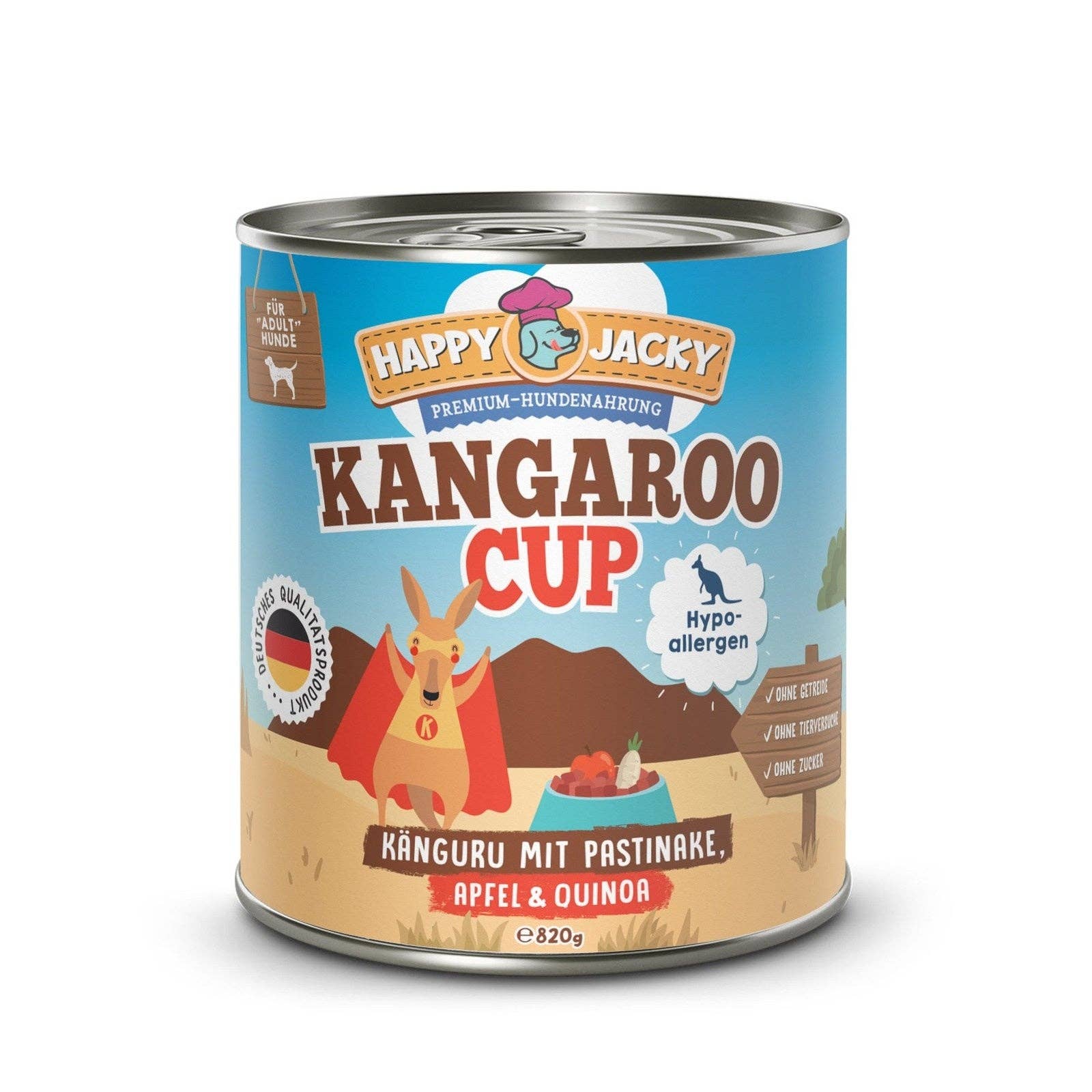 HAPPY JACKY - Wholesale Pet Food - Dog - HAPPY JACKY | extra sensitive high-premium wet food for dogs without grains | kangaroo with parsnip, apple & quinoa | without preservatives, sugar-free1