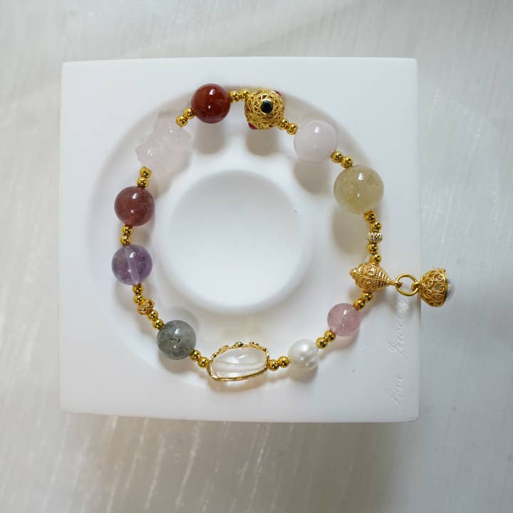 Celestial Harmony Bracelet – Natural Gemstones & Gold Detail for wholesale by Auris Space