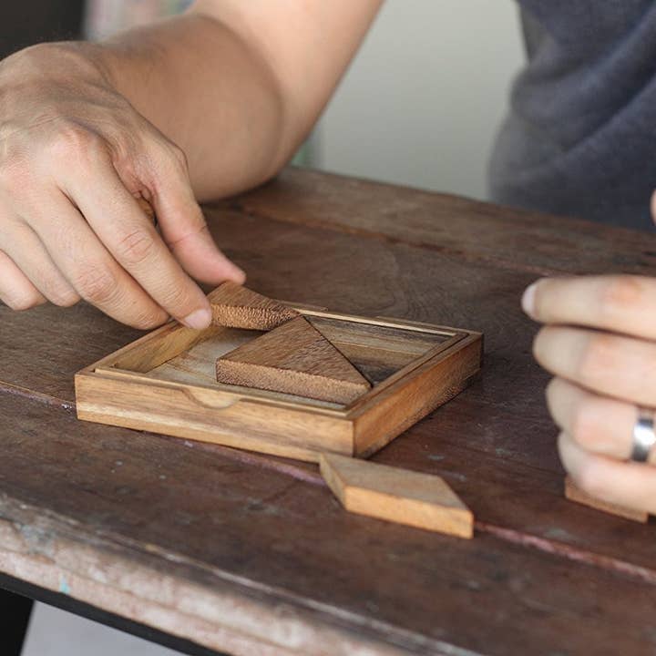 SMI Designs Wooden Puzzles - Vente Puzzle – adulte - Puzzle de tangram en bois massif - Casse-tête traditionnel et défi géométrique5