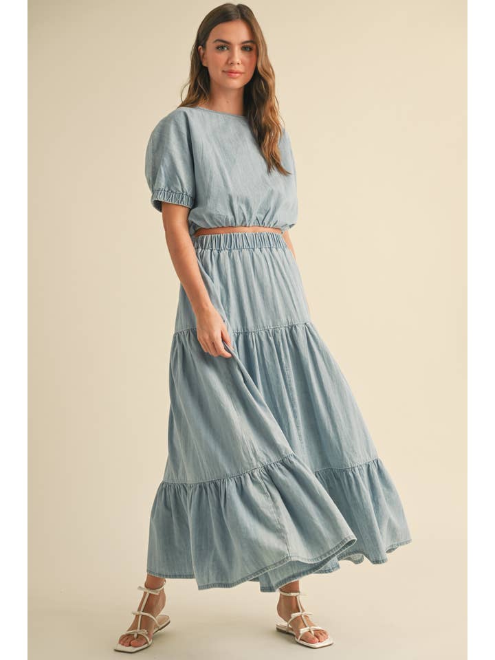 L DENIM JUPE EN JEAN À PLUSIEURS NIVEAUX S3844ST en vente sur Faire3