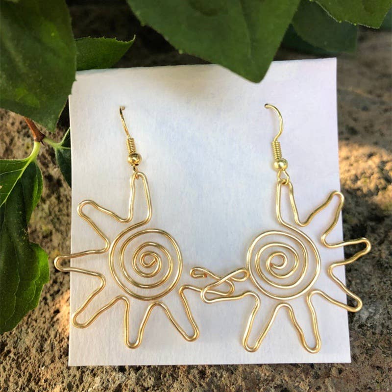 Gold Creative golden sun earrings for wholesale on Faire2