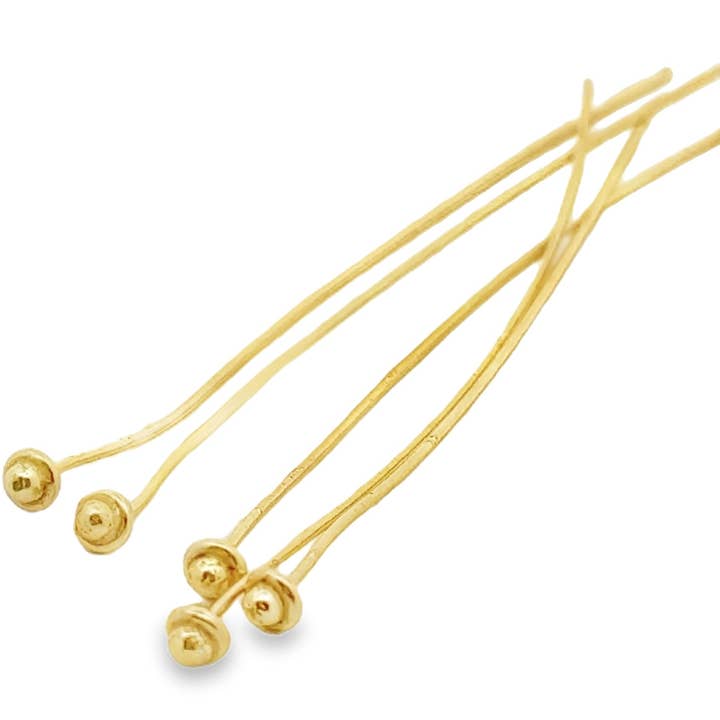 Purity Beads - Wholesale Craft Supplies - Gold Finish Headpin 50 pcs Plain Daisy  Head Pins 22 Gauge, Gold Finish  Size 3"1