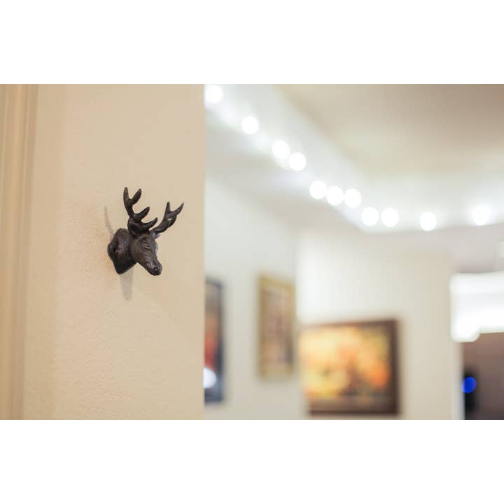 Zeckos - Wholesale Muurhaak - Set van 3 gietijzeren hertenkoppen wandhaken3