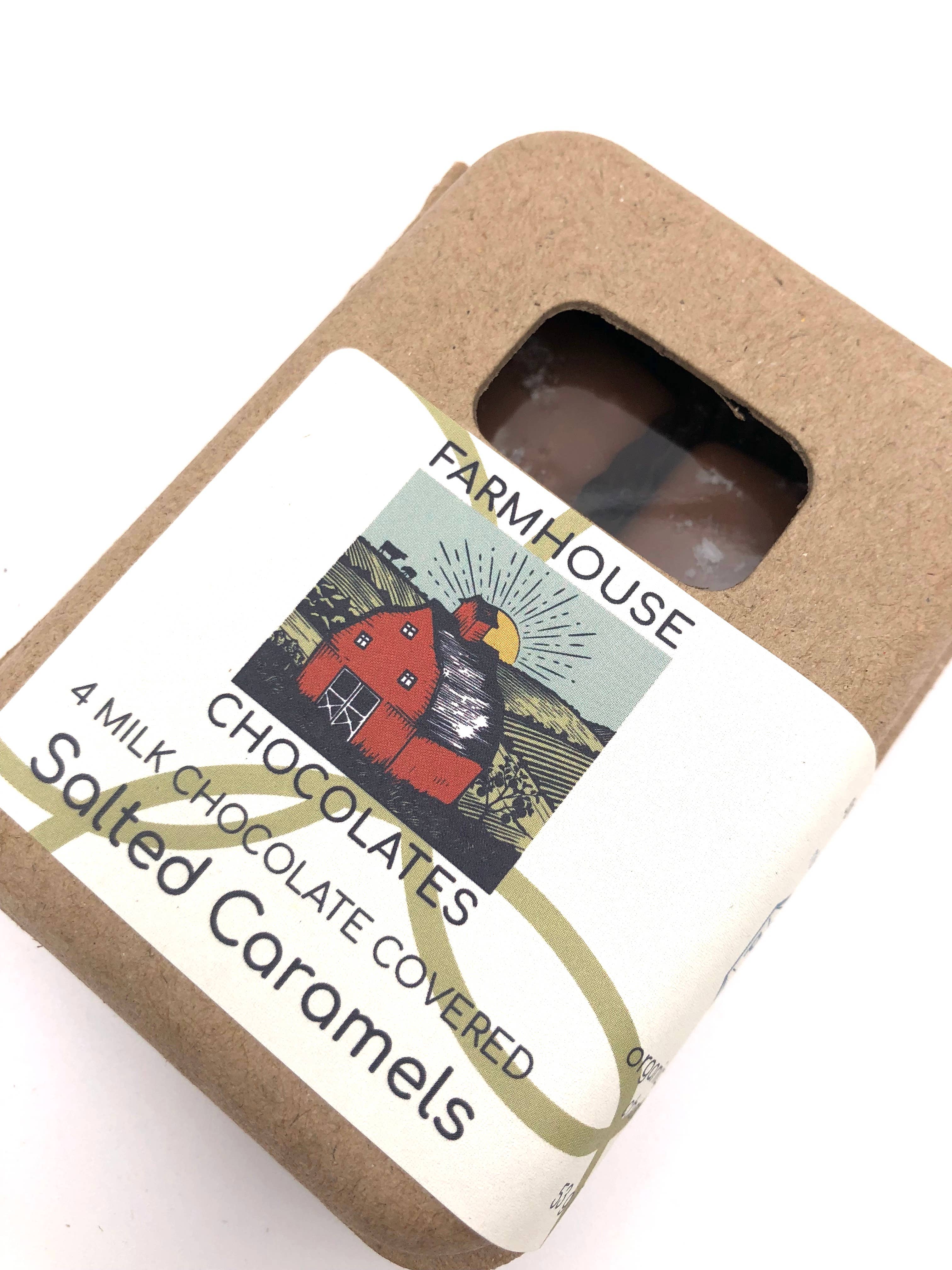 Farmhouse Chocolates - Wholesale Chocolate Covered Sweets - 4 Piece Milk Chocolate Covered Salted Caramels4