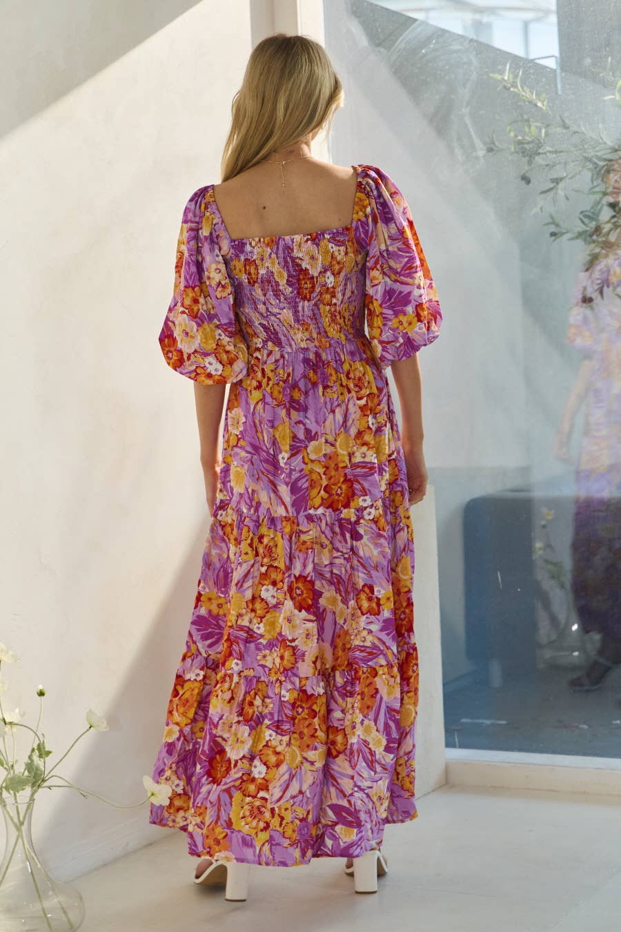 Oddi - Vendita all'ingrosso Vestito - Donna - Maxi abito stampato con manica corta a bolle11