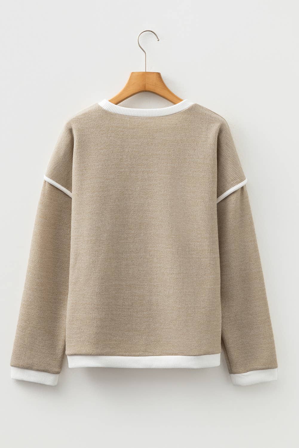 66DISCO - Wholesale Knit Top - Women's - 66Contrast Trim Knitted Drop Shoulder Plus Size Top (S-XL)5