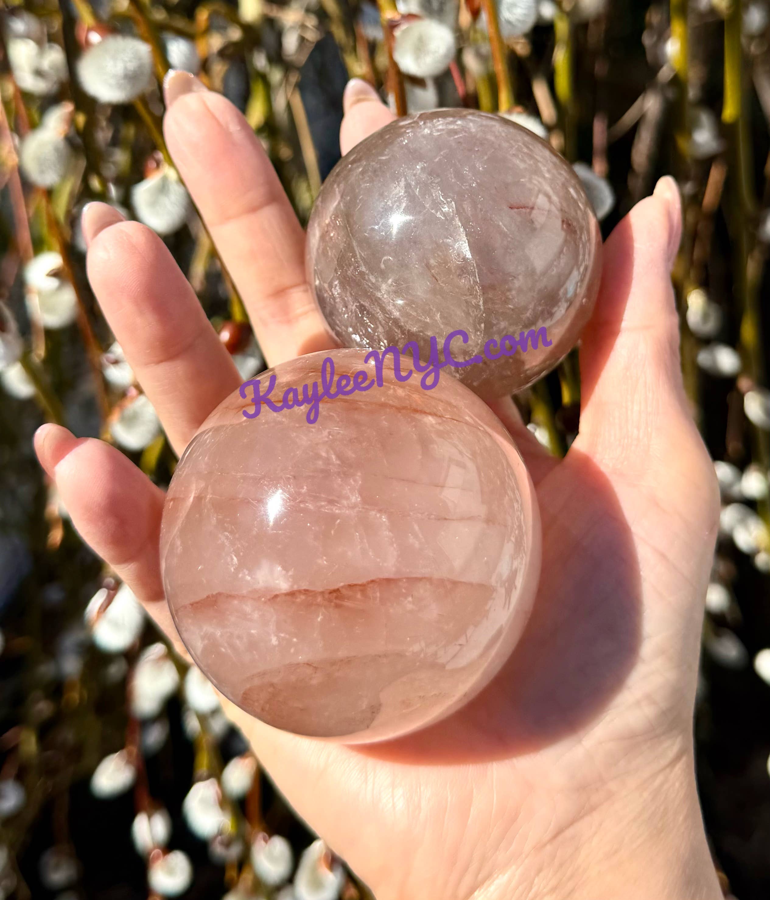 KayleeNYC - Wholesale Spiritual Stone/Crystal - 5 PCs Natural Hematiod Fire Quartz Spheres Crystals 4
