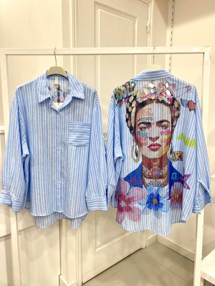 Mönstrad skjorta i linblandning för wholesale av NOS