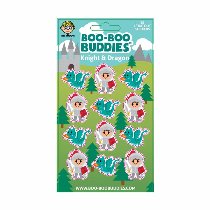 Foglio di Adesivi Cavaliere & Drago Boo Boo Buddies® – Collezionabile per la vendita all'ingrosso da parte di Boo Boo Buddies