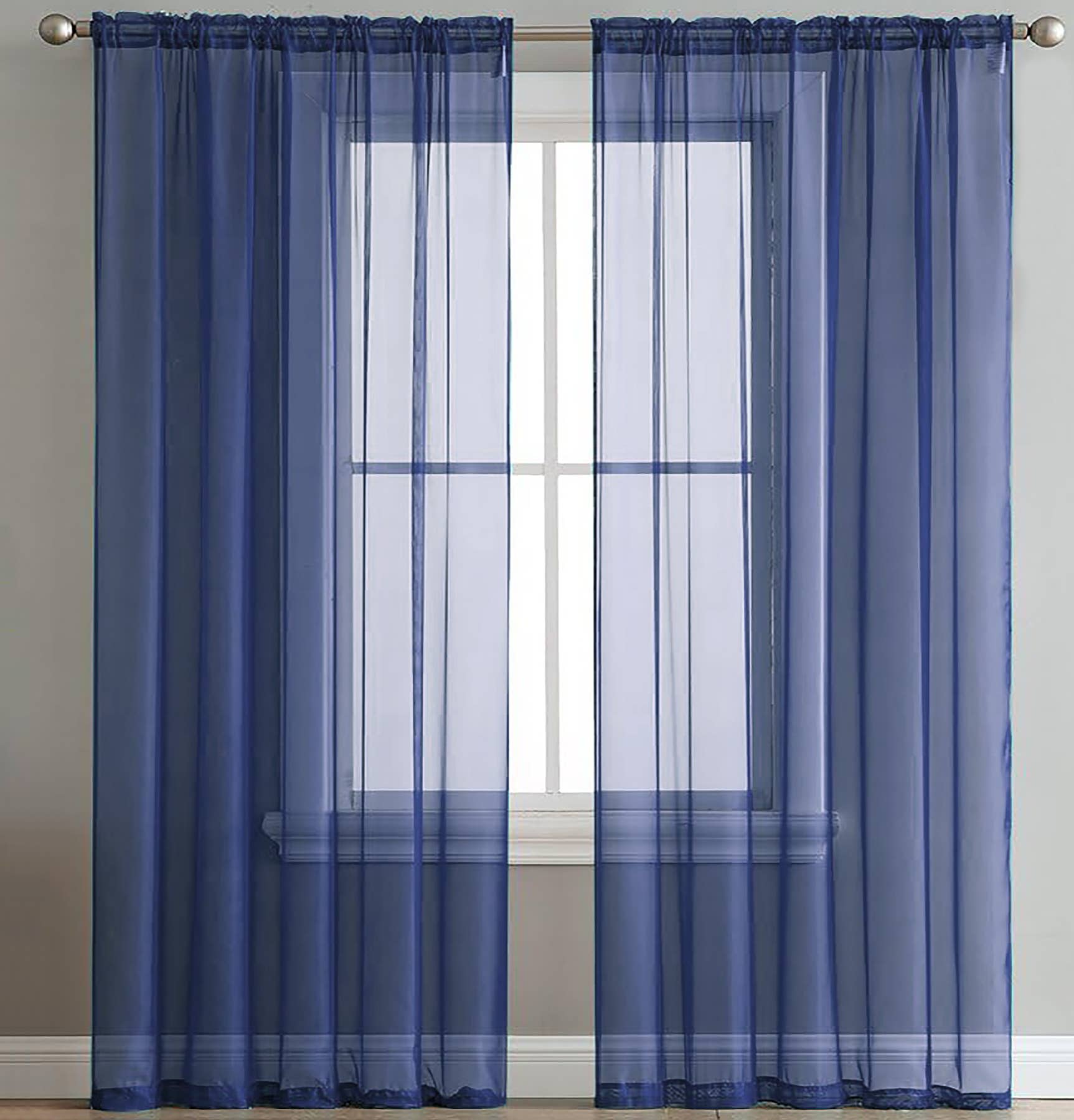 home mart goods - Wholesale Curtain - 84" Long, 2 Panels - Sheer Window Rod Pocket Curtain Set12