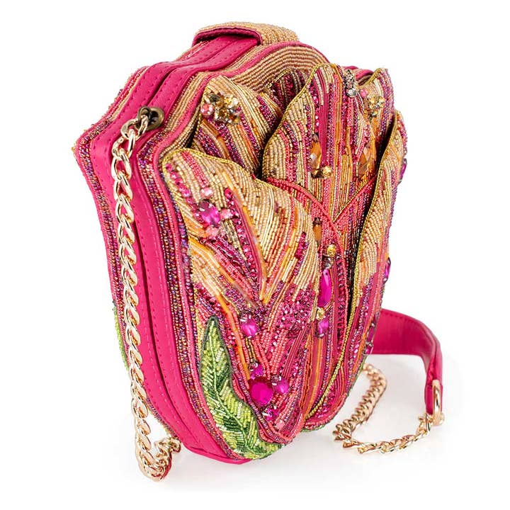 Mary Frances Accessories - Wholesale Shoulder Bag - Women's - Treasured Tulip Beaded Flower Crossbody Shoulder Handbag