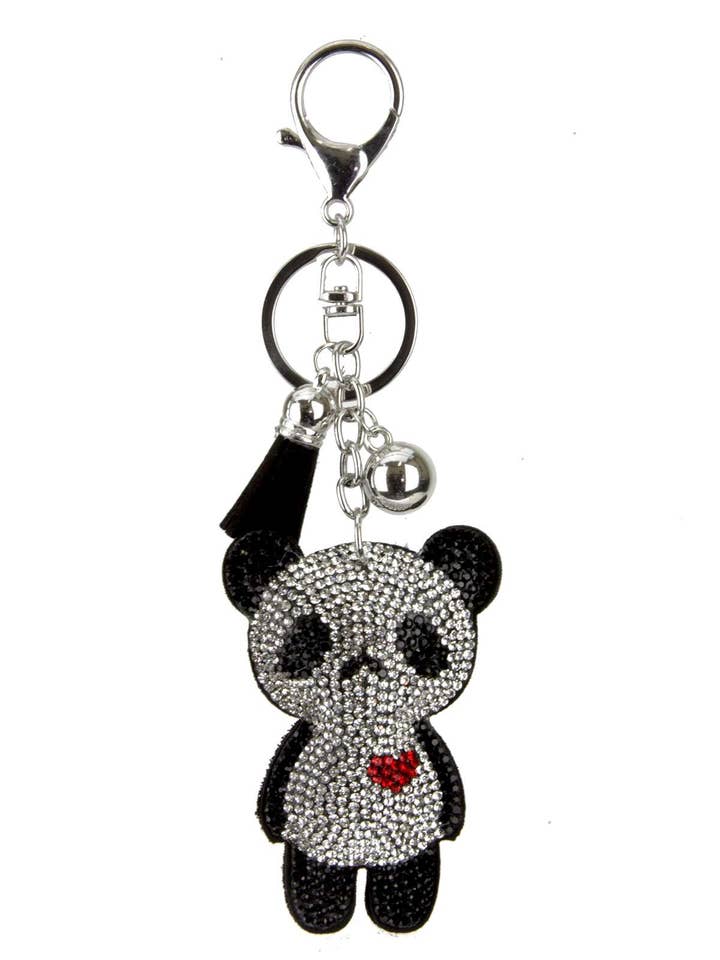 RHINESTONE PANDA KEYCHAIN WITH TASSEL KC444X-186 for wholesale by anbfashion