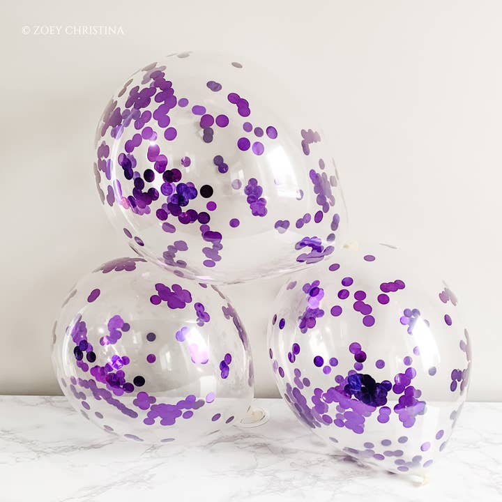 Purple Confetti Filled Latex Balloon for wholesale by Zoey Christina