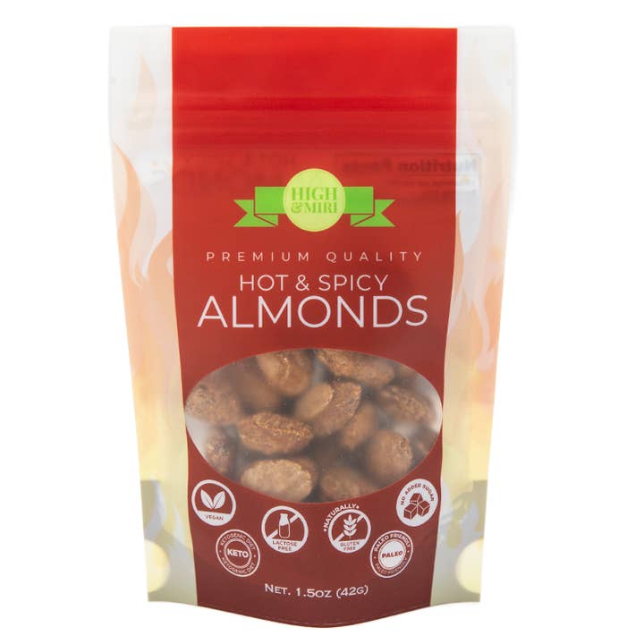 Snack Size Hot and Spicy Almonds for wholesale by High&Miri