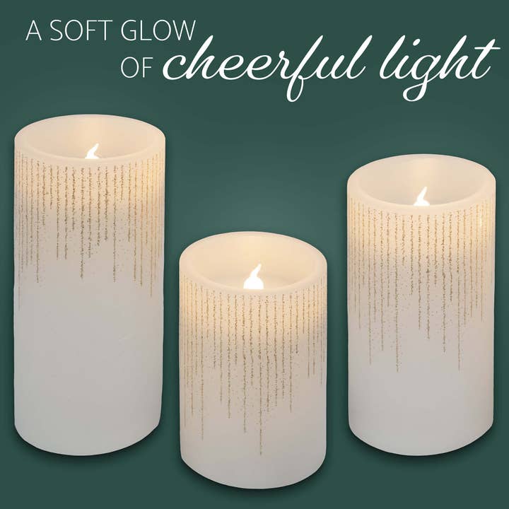 EAST AVENUE - Wholesale Flameless candle - Raindrop Gold Tone Glitter 6 inch Flameless Candles Set of 32