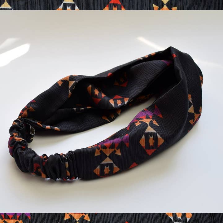 Protean London - Wholesale Haarband - Dames - Haarband uit de jaren 70, Azteekse print, zachte knoop jaren 70 haaraccessoire