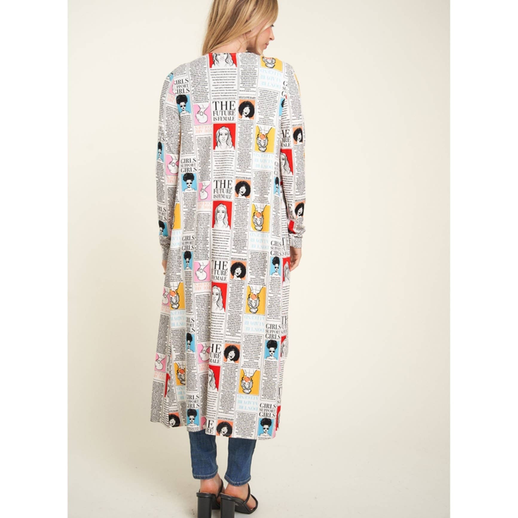 Timeless - Wholesale Cardigan - Women's - Knee Length Printed Long Sleeve Cardigan17