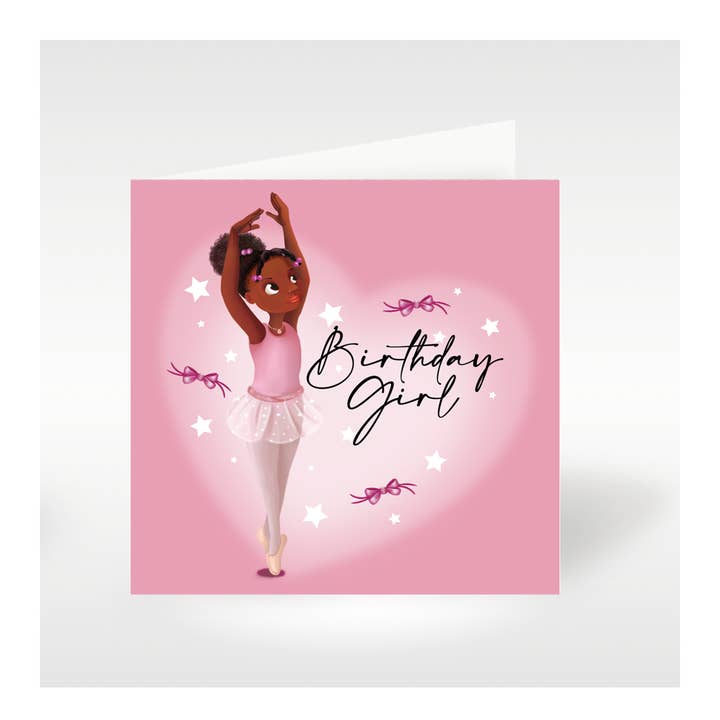 Tarjeta de cumpleaños Nia Ballerina | Tarjetas de felicitación negras | Regalos para venta al por mayor de Nia Ballerina