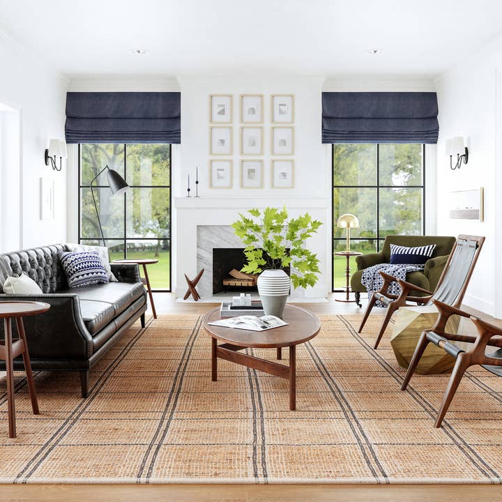 Natural Oscar Plaid Jute Area Rug for wholesale on Faire