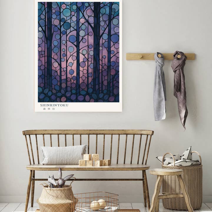Kumo Art Prints – wholesale Art print – Shinrin-Yoku – Tranquil Japanese Purple Forest Print 1