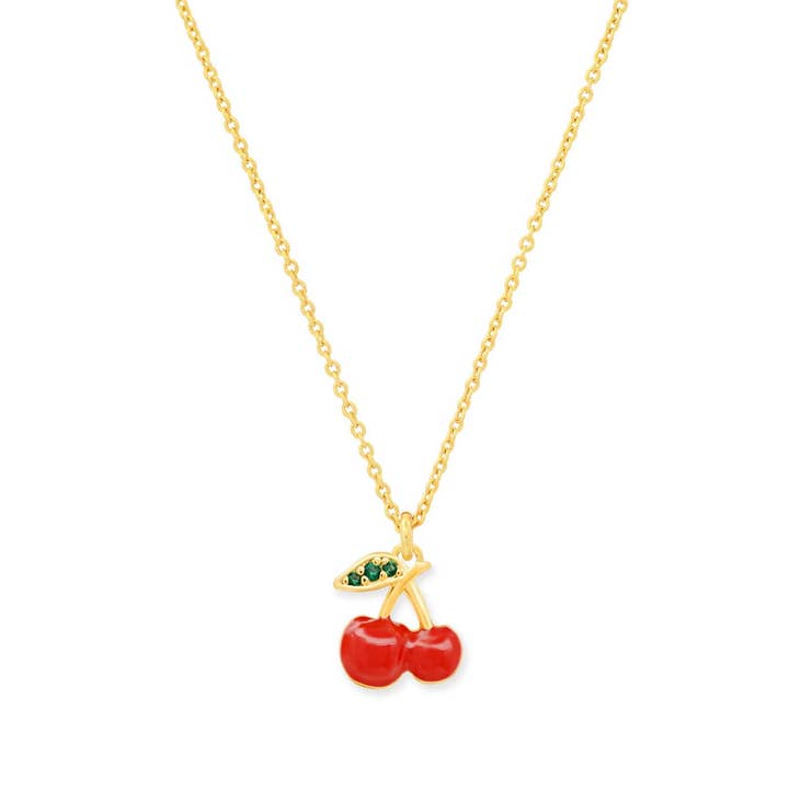 Enamel Cherry Pendant Necklace for wholesale by Tai Jewelry
