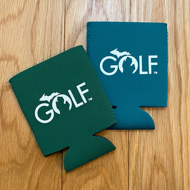 Michigan Golf green teal beverage can cooler coolie koozie for wholesale by PORTCITEES