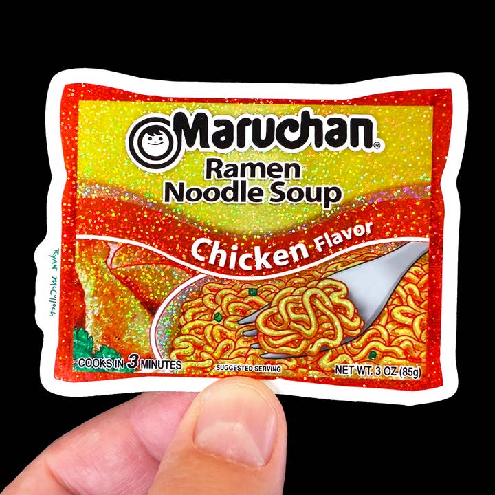 GLITTER STICKER: Ramen Package for wholesale by Ryan McCulloch Art