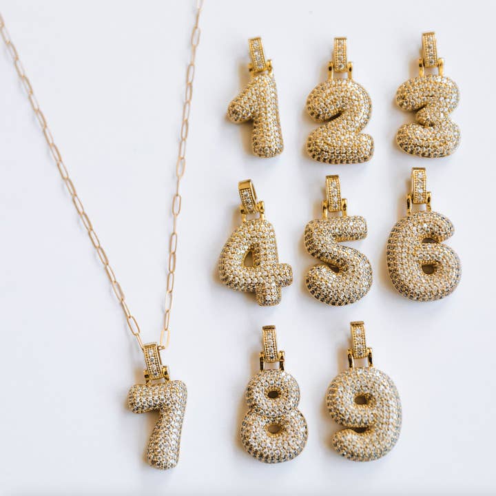 The Bubble Number Necklace for wholesale by Jay Nicole Designs