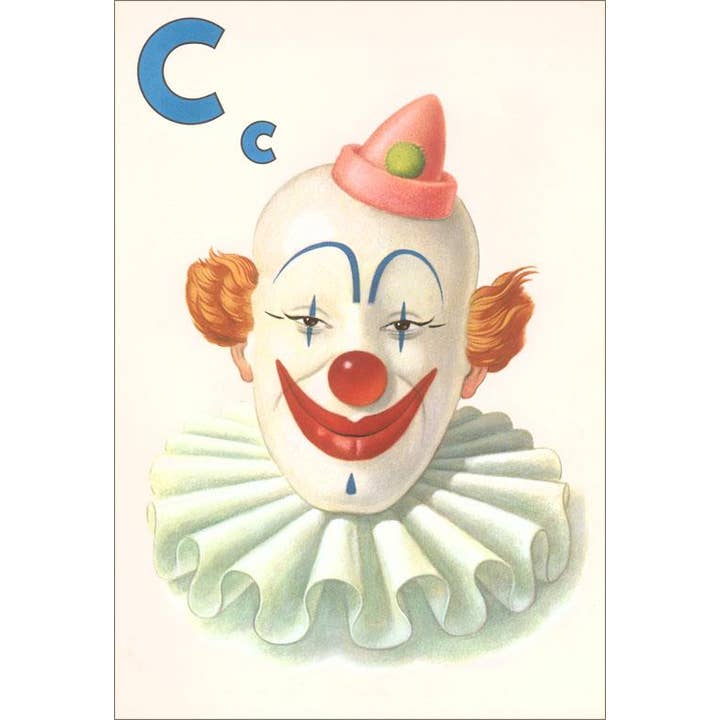 Postcard KF-953 C is for Clown for wholesale by Found Image Press
