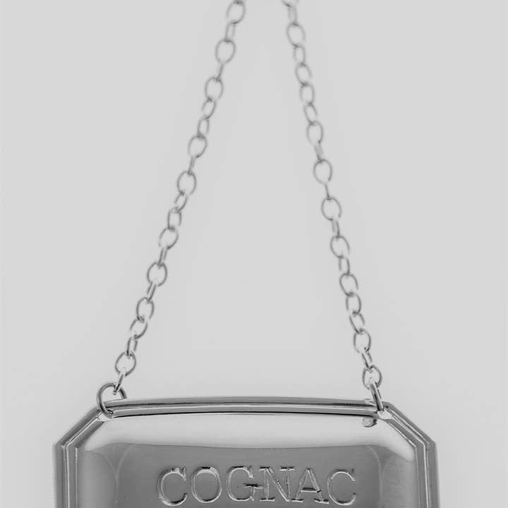 Cognac Cut Corner stemplet sølvkaraffeletiket... Varenr.: C1260HMS Cognac. for engroshandel hos Corbell Silver