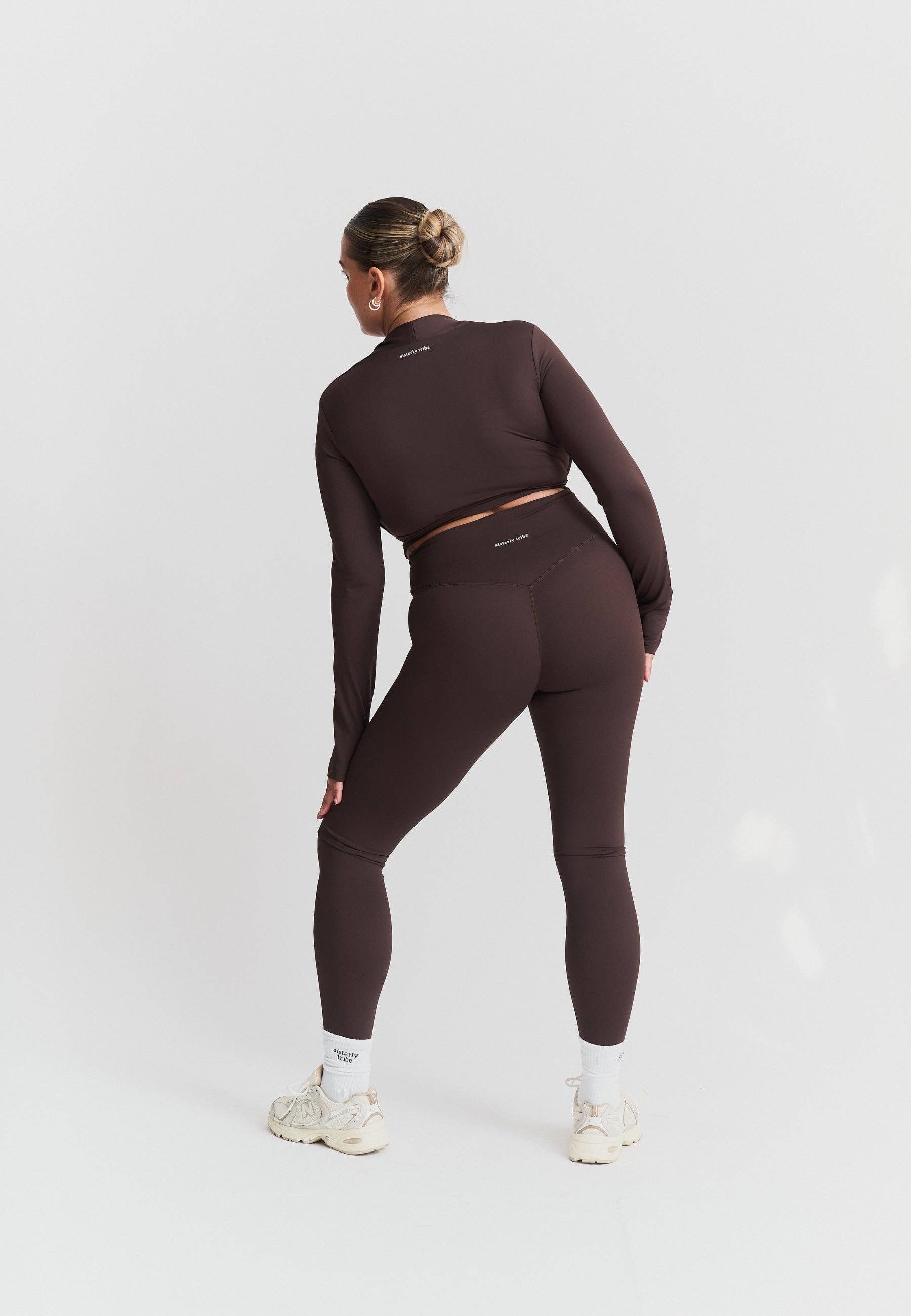 Sisterly Tribe - Wholesale Athletic Top - Women's - Softsculpt Bolero Long Sleeve Top - Espresso6