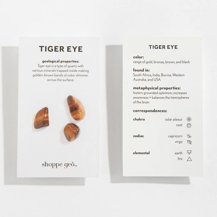 Tiger Eye Crystal Property Cards for wholesale by GeoCentral