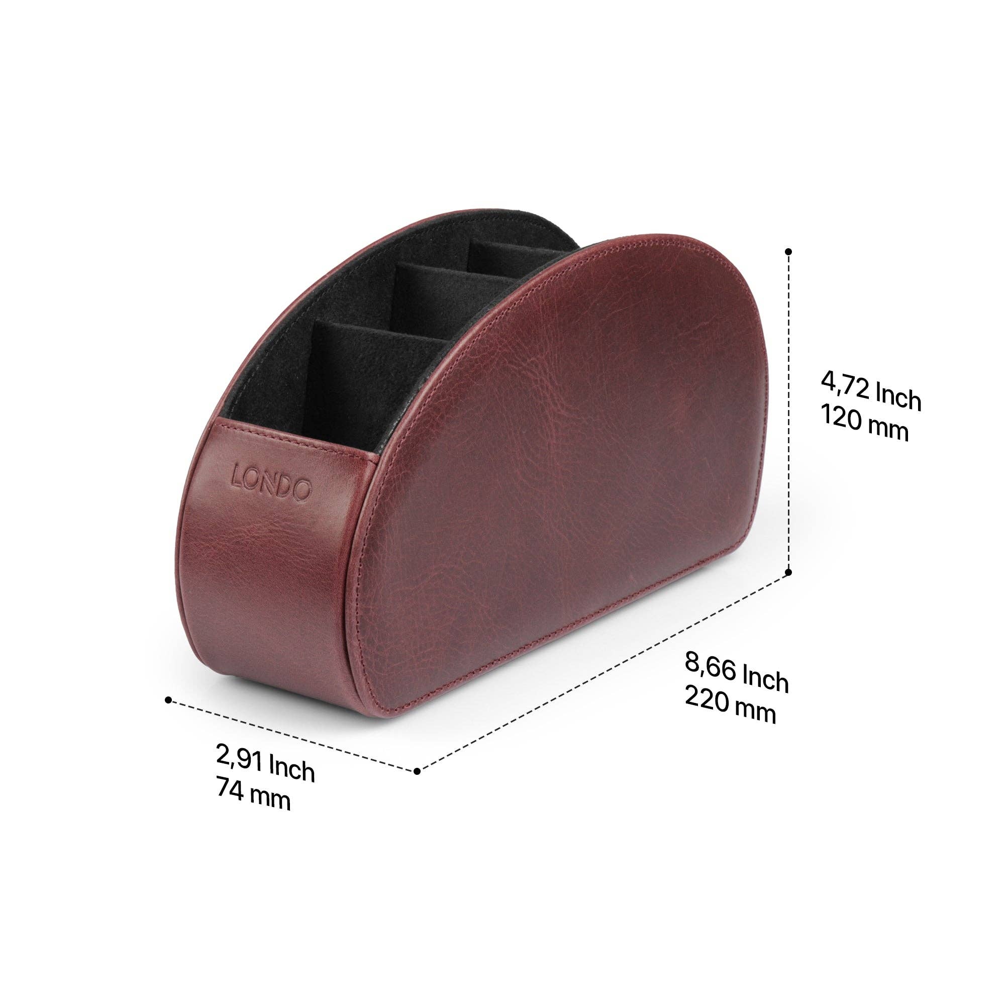 Londo - Wholesale Desk Organizer - Londo Remote Control Holder with 5 Pockets, Store DVD, Blu-Ray, TV, Roku or Apple TV Remotes, Italian Top Grain Leather with Suede Lining31