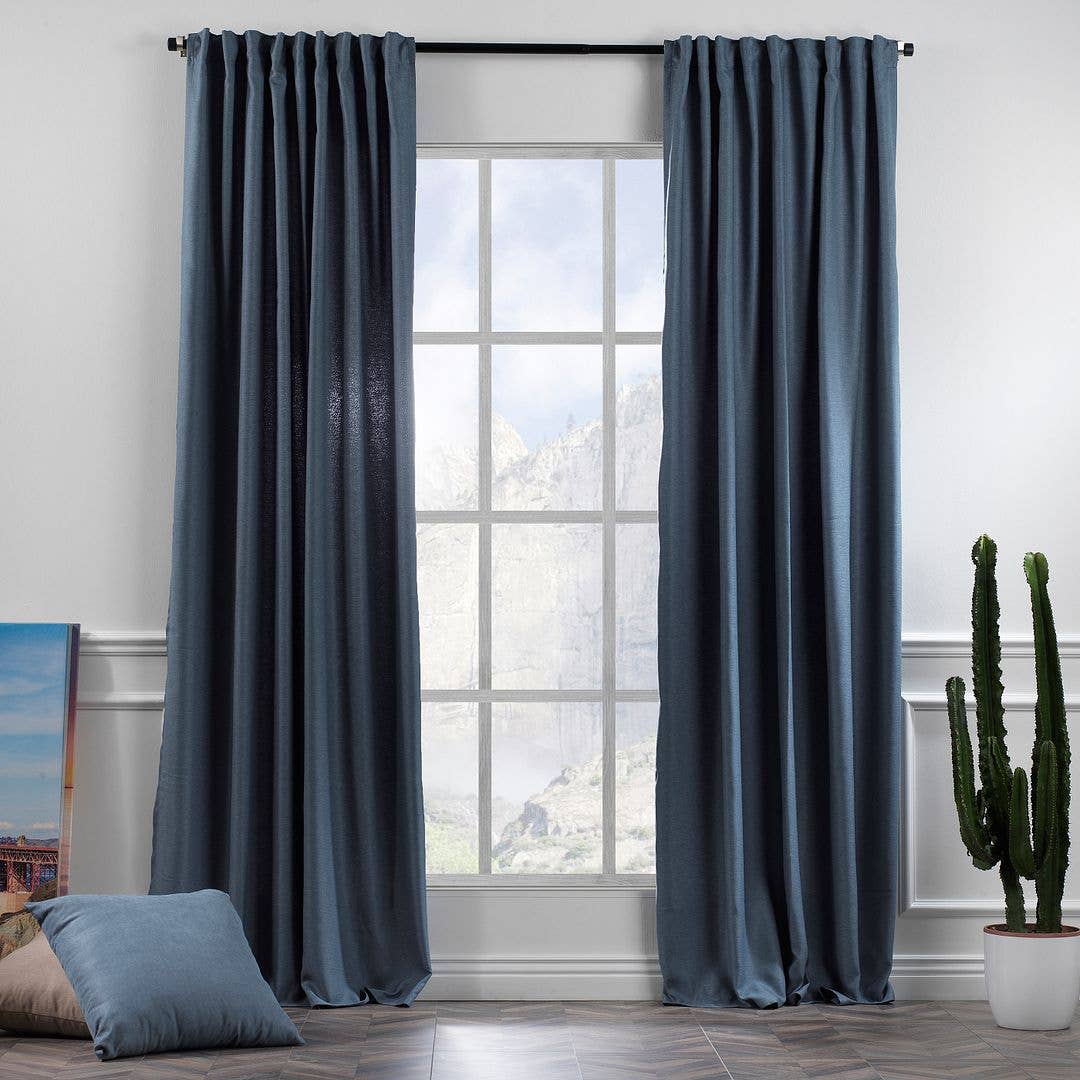 Bes Home Design - Wholesale Curtain - Extra Long Faux Linen Decorative  Custom Size Curtain37