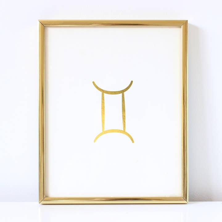 Impressão em folha dourada do signo do zodíaco de Gêmeos por atacado de Tori Kraut Designs