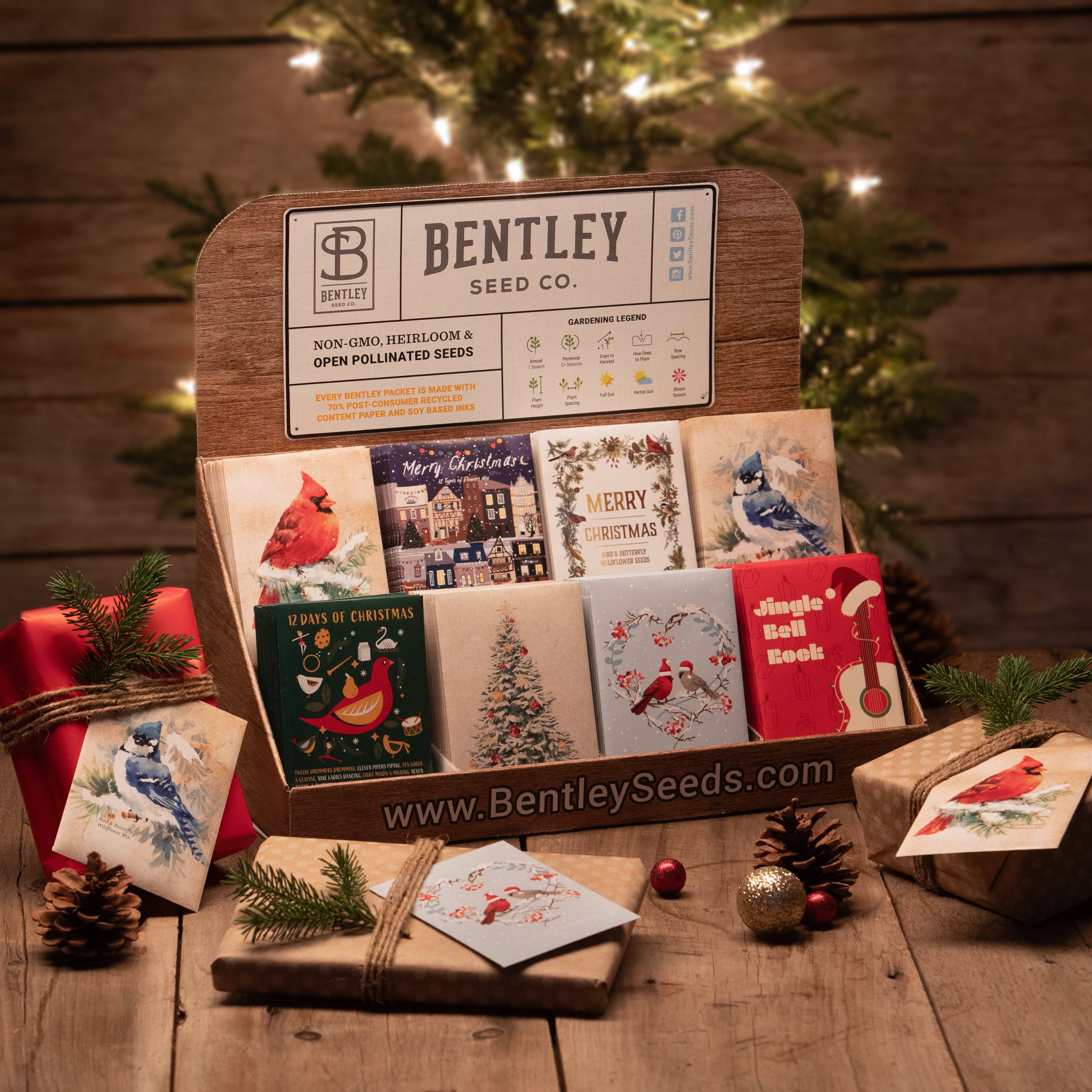 Bentley Seed Co. - Vente Étiquette cadeau - Étiquette cadeau de couronne de Noël avec oiseaux - Oiseau & Papillon Fleur sauvage10